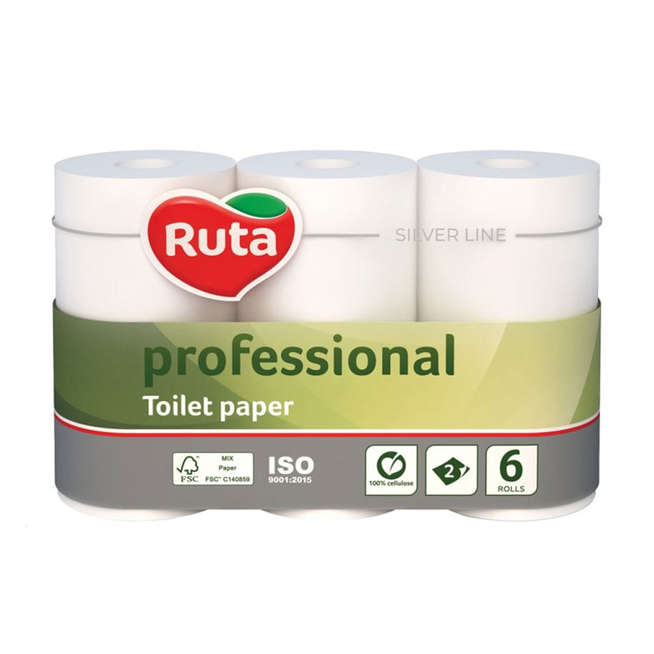 Туалетний папір Ruta Silver Line Professional 2-шаровий, білий, 6 рулонів